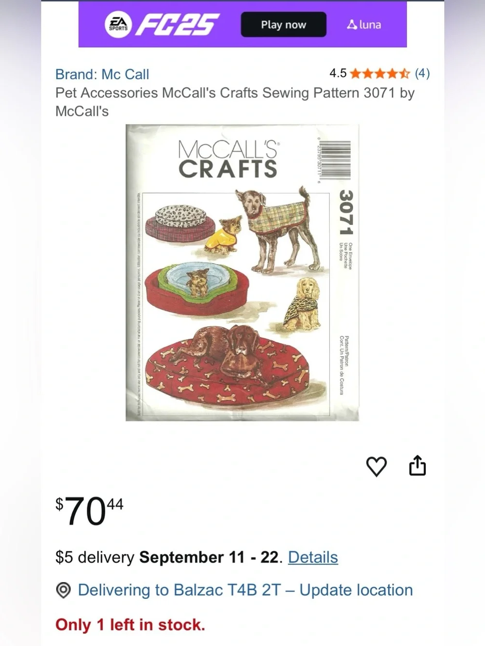 Crafts Dog Bed & Coat Sewing Pattern VINTAGE